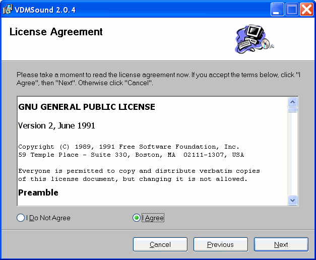 VDMSound Installation Wizard Licence Info
